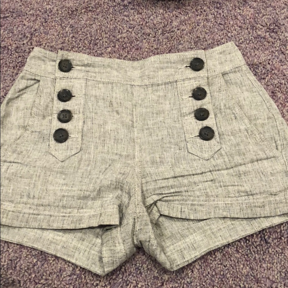 Gray material high waisted shorts